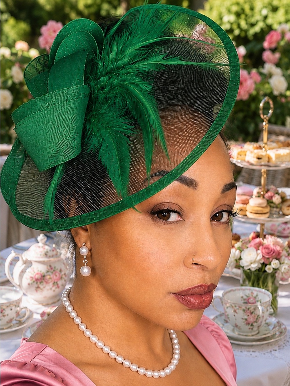 Emerald Green Women's Fascinator Hat - Picture 1 of 3